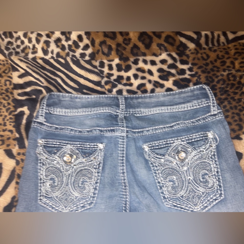 Womens Low Rise Flared Sparkly Jeans